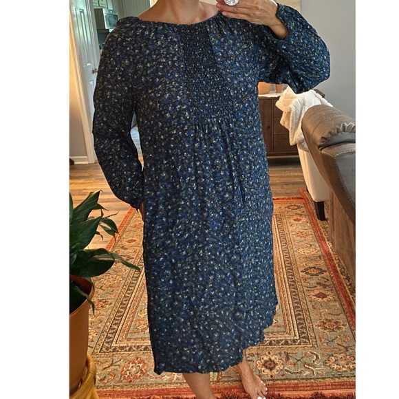 Beautiful Hanae Mori blue & black silk floral print midi long style dres… - Picture 11 of 11